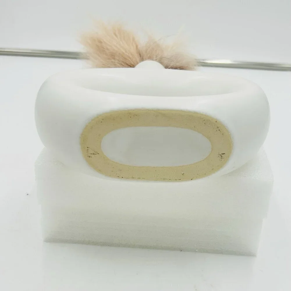 White Ceramic Vases Faux Pampas Grass Water Drop Design Doughnut Vase Modern